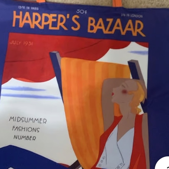 Bold Blue & Orange Harper’s Bazar Retro Magazine Cover Tote Bag by Estée Lauder - Picture 2 of 11